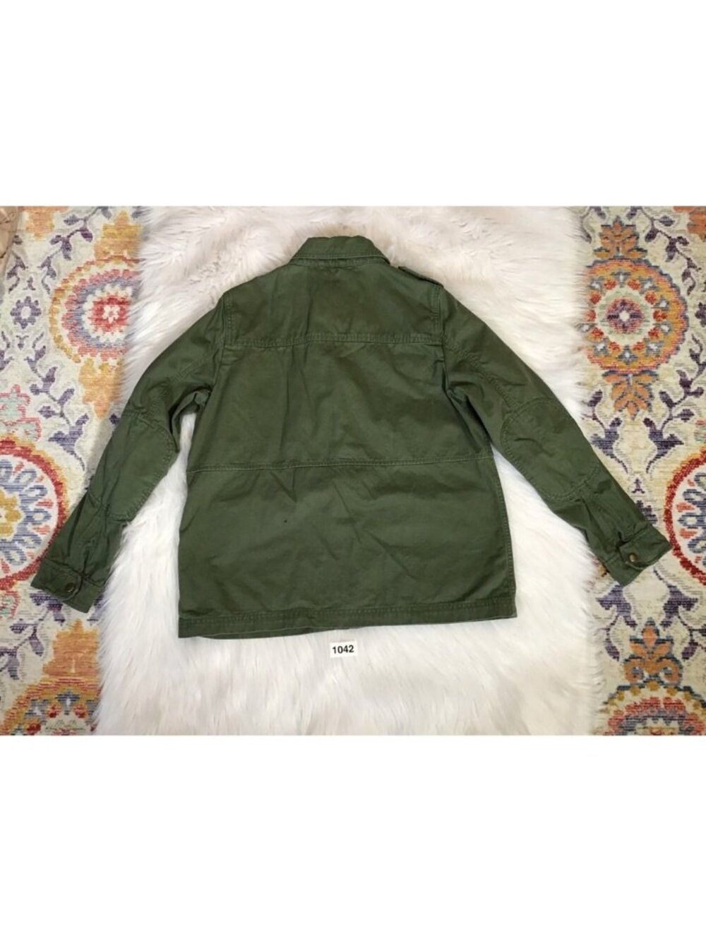 Gap Womens Military Jacket Sm Green Snap Epaulettes Patches Collar 100% Cotton - Picture 6 of 6